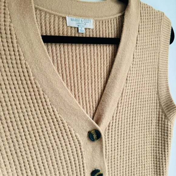 Tan Cotton Blend Vest Style Top - Picture 4 of 6